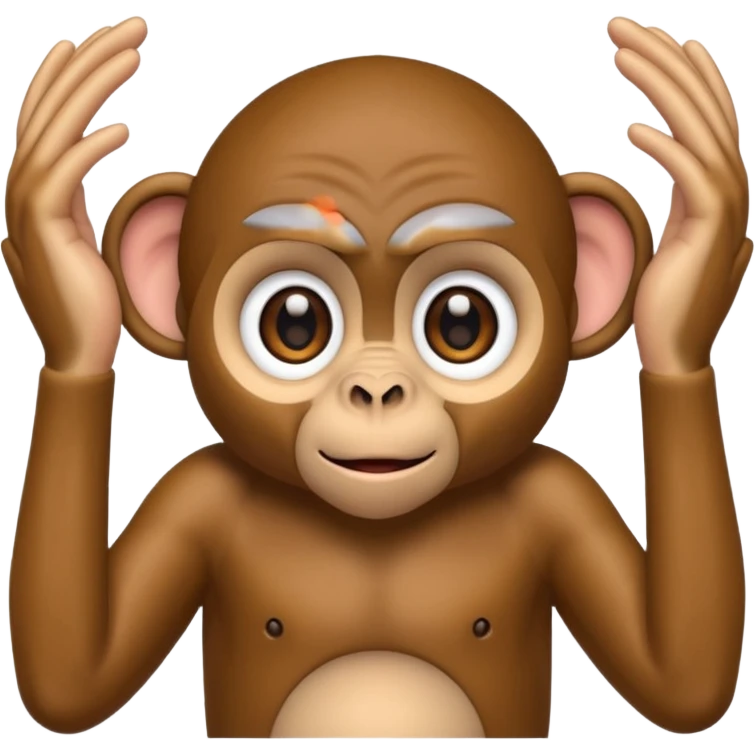 Monkey with HUGE eyes and HUGE hands covering ears emoji