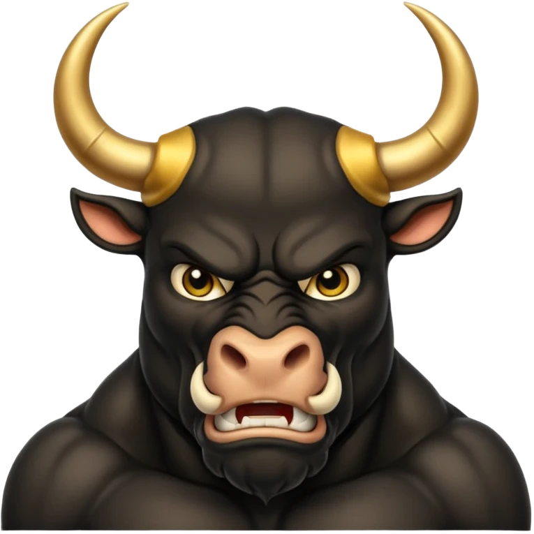 black angry powerful bull with golden horns emoji emoji