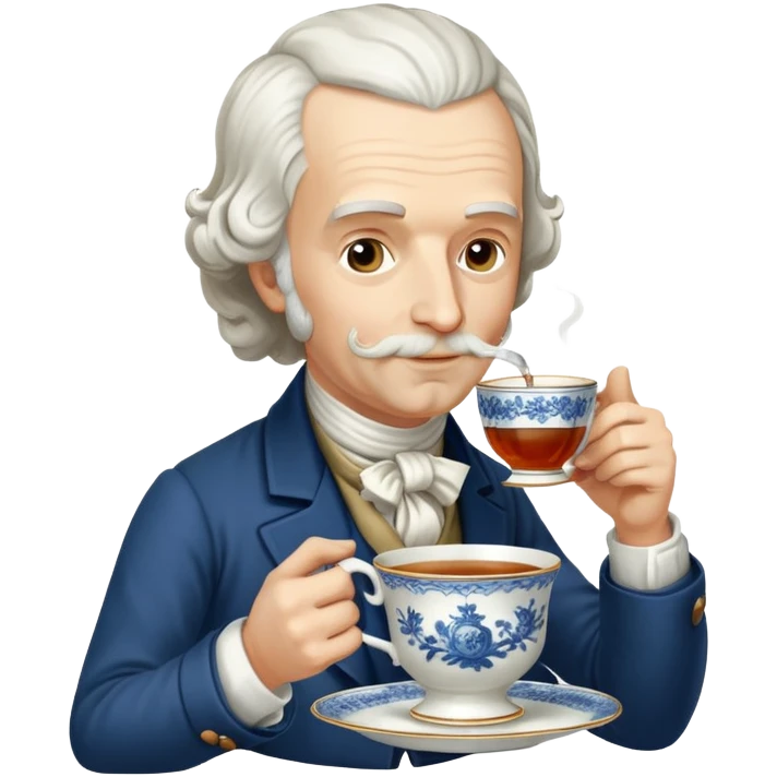 Adam Smith, 18th century economist with beard and wavy hair, drinking tea from a teacup emoji