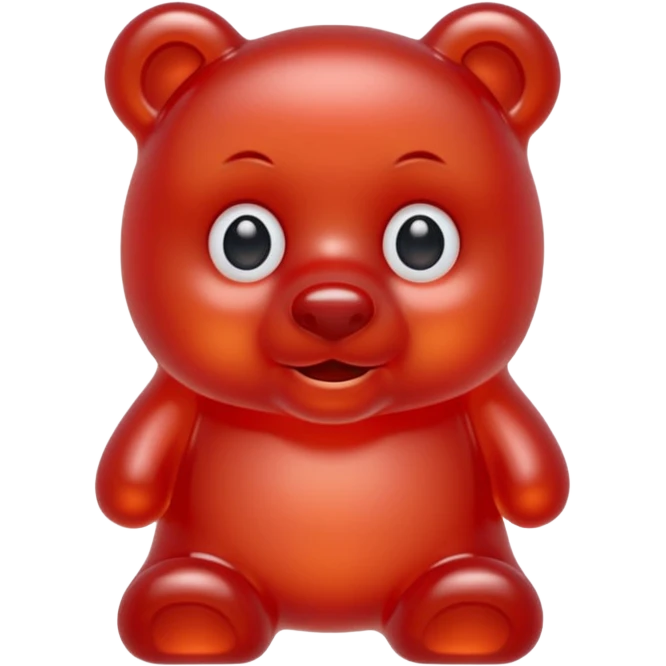red gummy bear with eyes and long hair only head emoji
