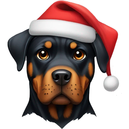 Rottweiler wearing a Santa hat emoji