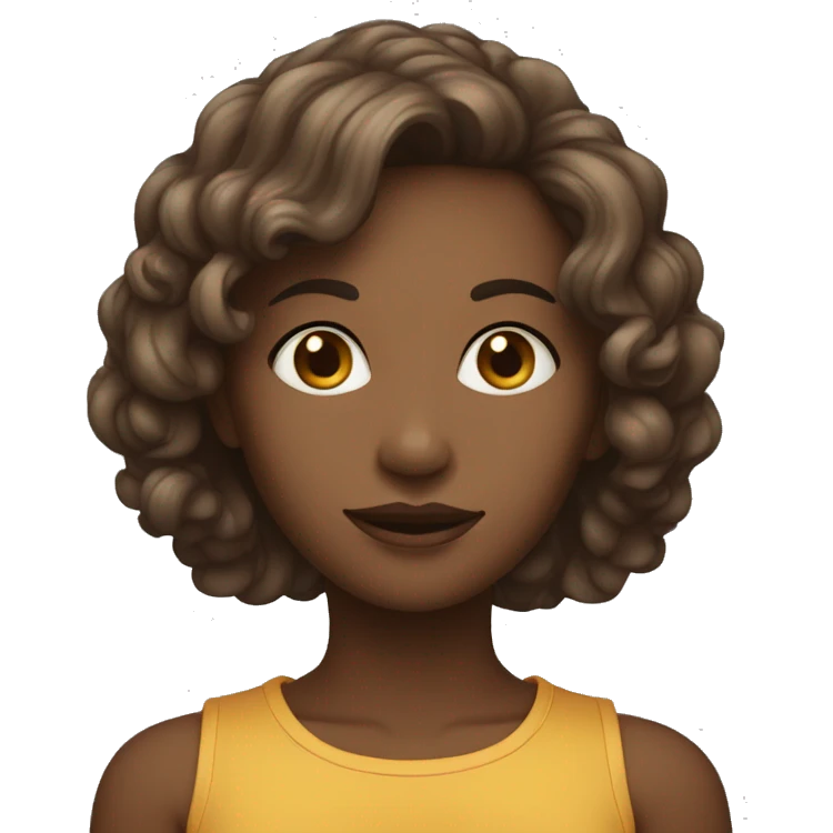 Mulher, com cabelo castanho e olhos, cor da pelo branca, olhos ligeiramente puxados  emoji