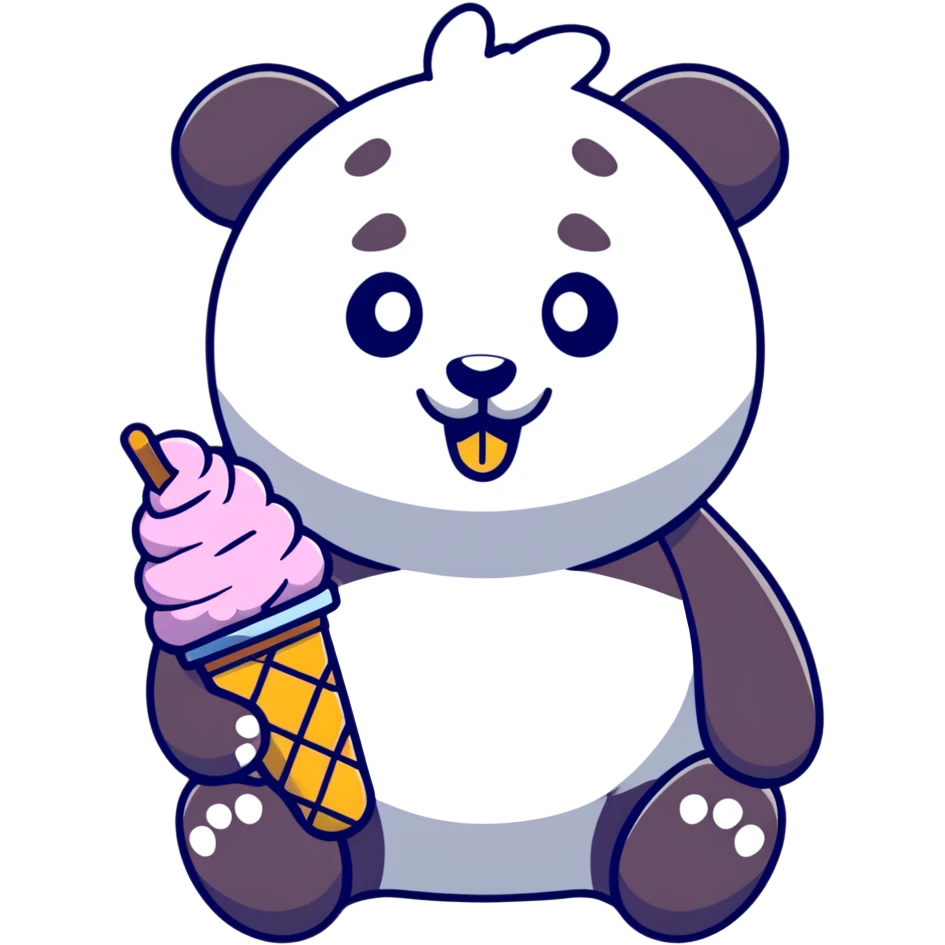 Panda eating ice cream emoji