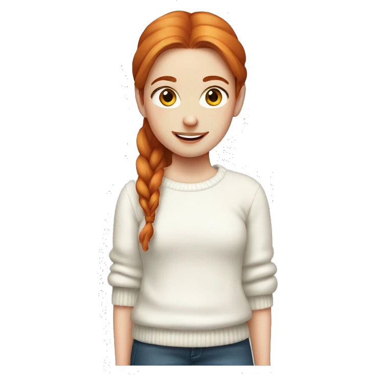 Red-haired girl in two ponytails with pale skin white sweater emoji