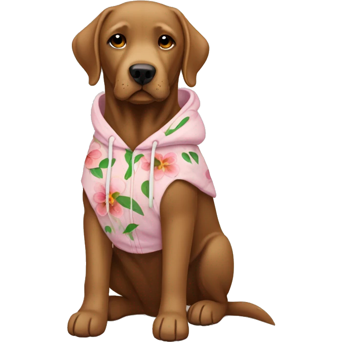 brown labrador wearing flower hoodie emoji