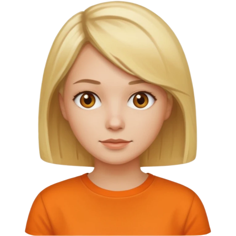 Women with blond hair bob and orange shirt emoji