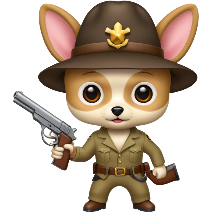 a chiauhua holding a gun emoji