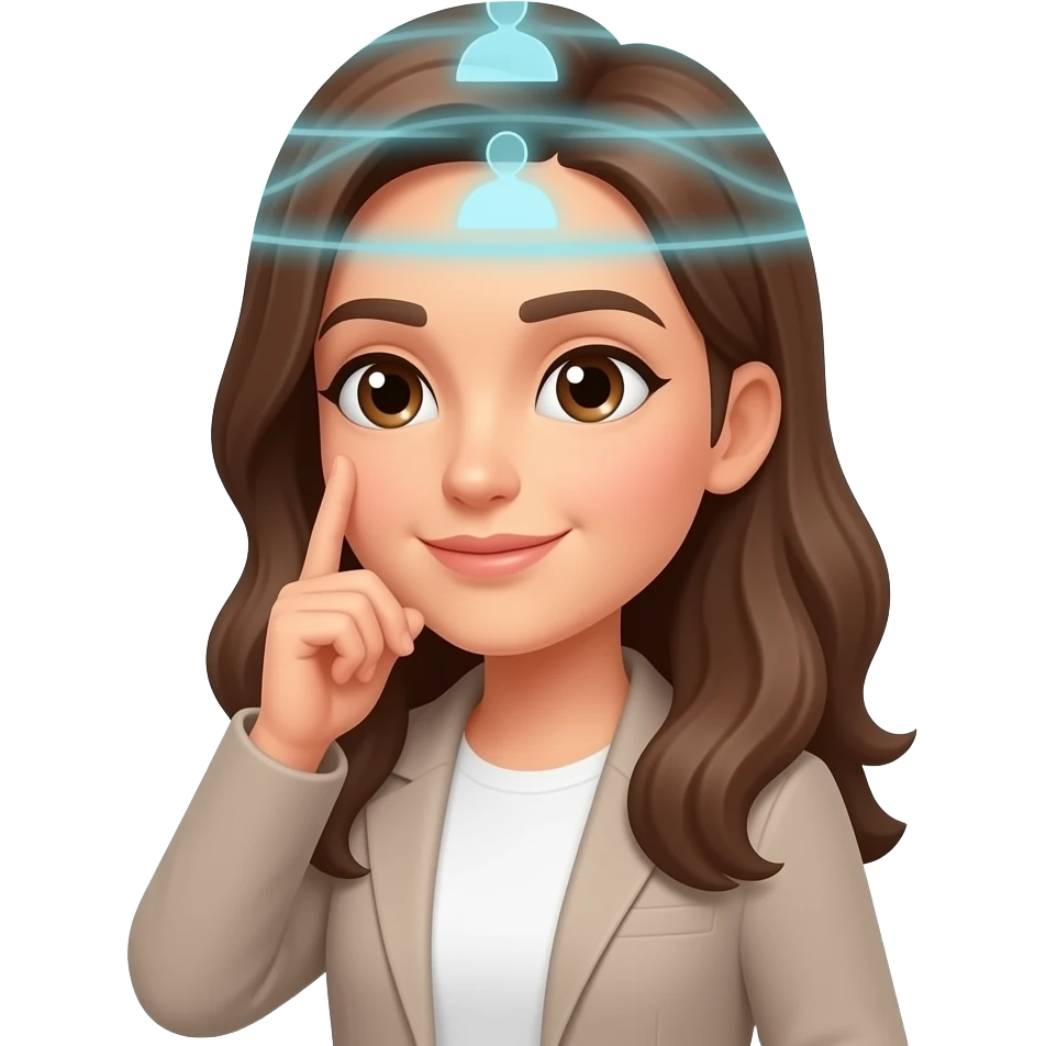 a woman mind reading people's mind emoji