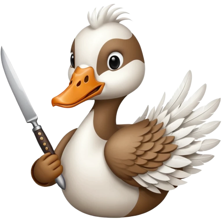 goose holding knife in mouth emoji