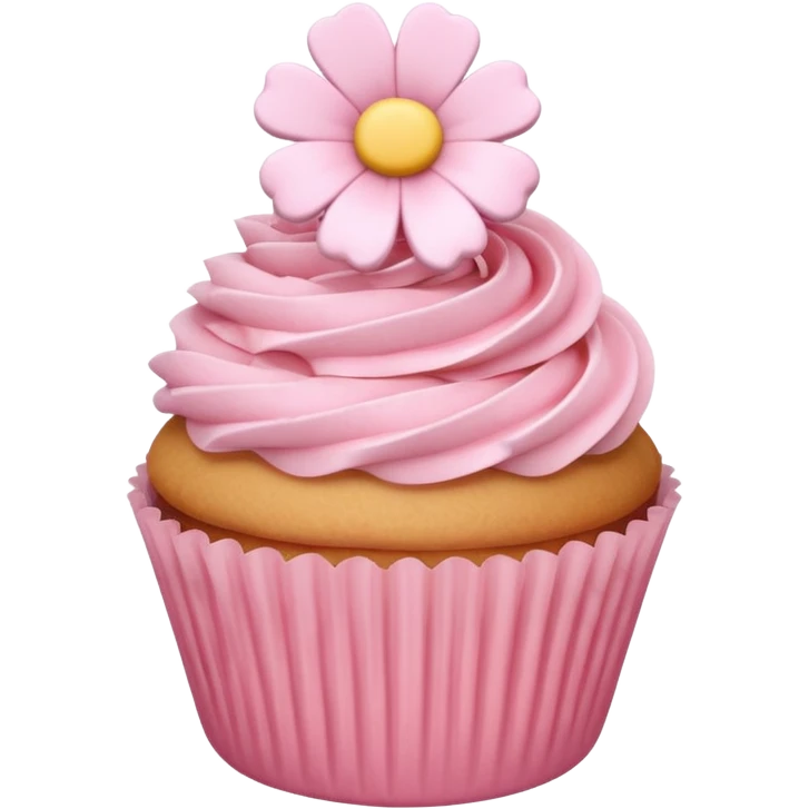 pastel pink cupcake with a flower decoration emoji