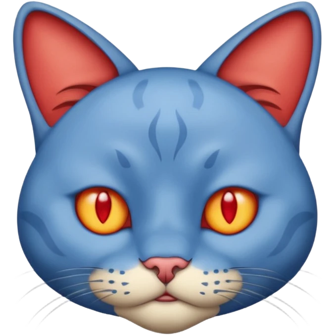 Emoji Visage de chat bleu defoncé yeux rouge fatigué emoji