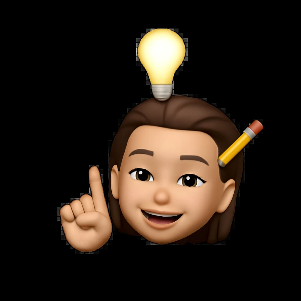 add a pencil located behind her right ear, keep the same style as the original image emoji