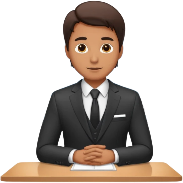 a man standing in front of the presentation table  emoji