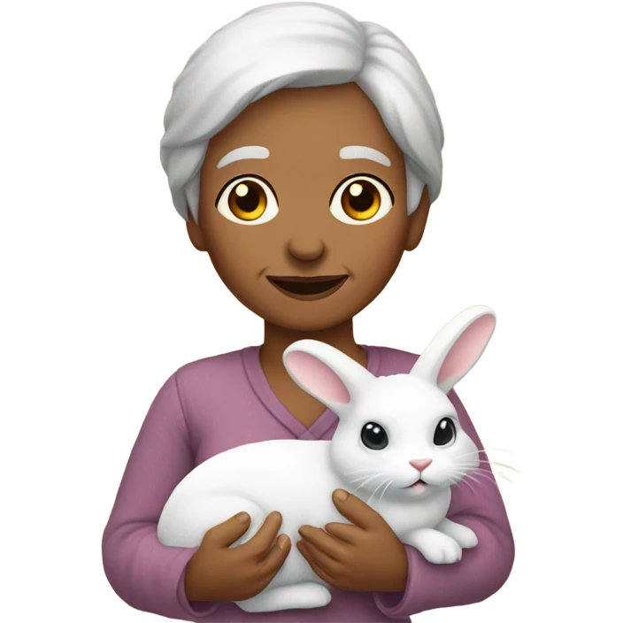 Old lady with bunny rabbit emoji