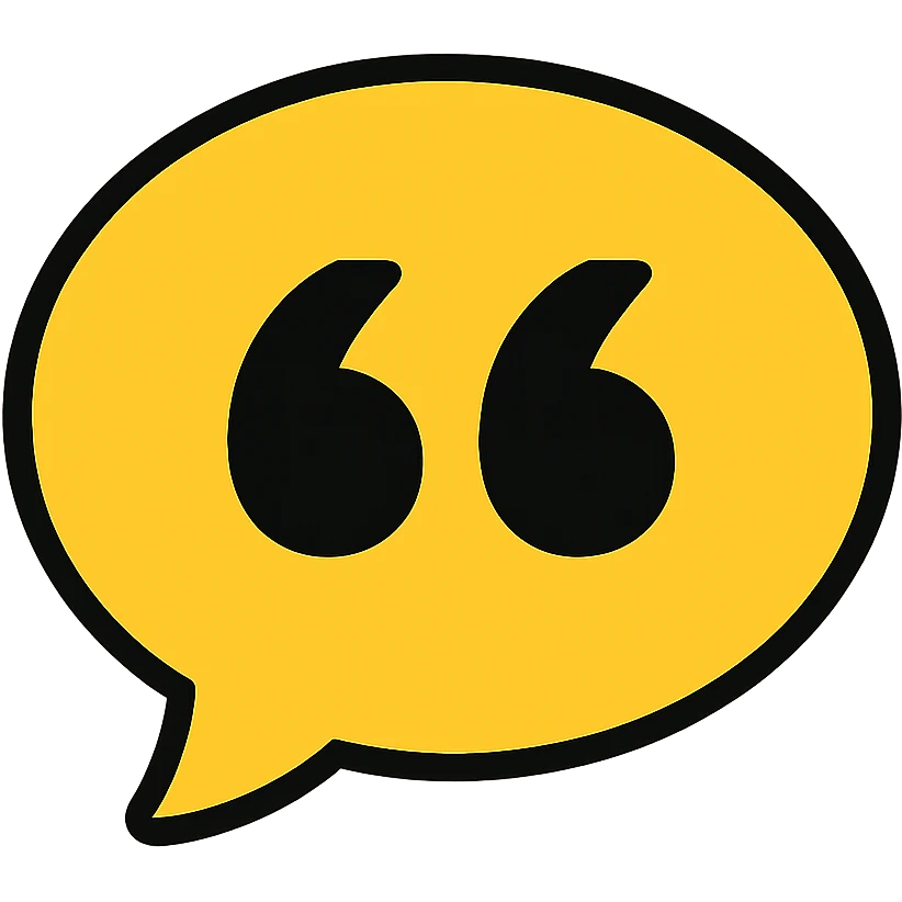 quotes icon in gold and black emoji