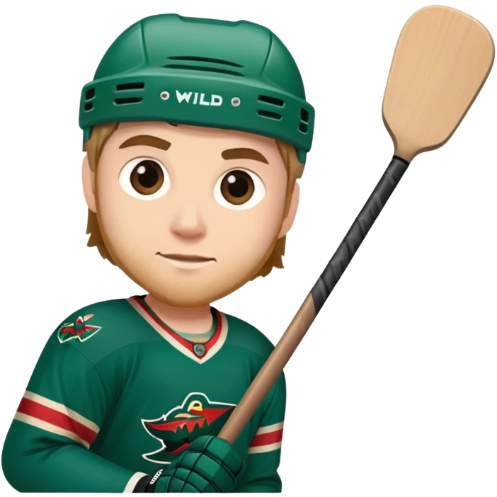 Minnesota Wild ice hockey player with one stick and puck emoji