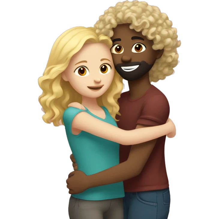 Blond white girl hugging Mexican curlyhaired black haired girl emoji