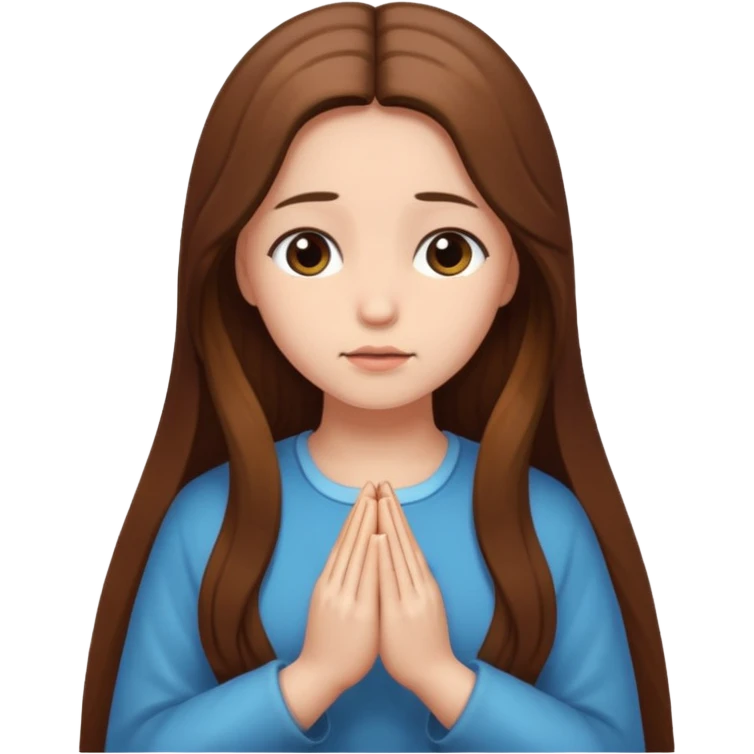 A girl with long brown hair praying  emoji