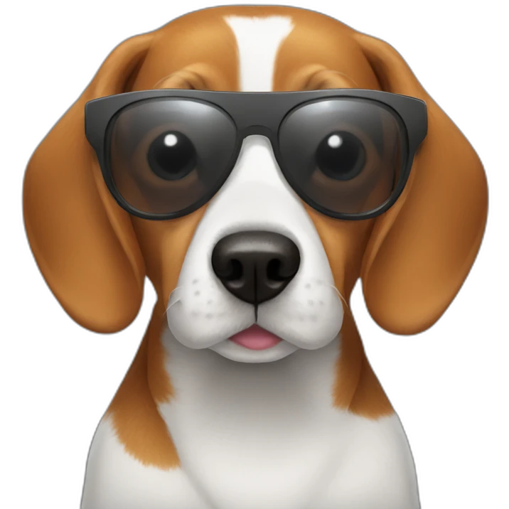 Ginger fur beagle smiling wearing sunglasses emoji