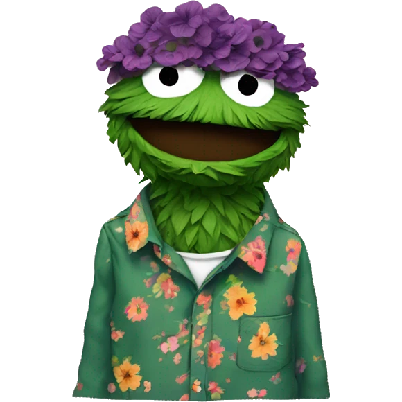 oscar the grouch with a floral button shirt emoji
