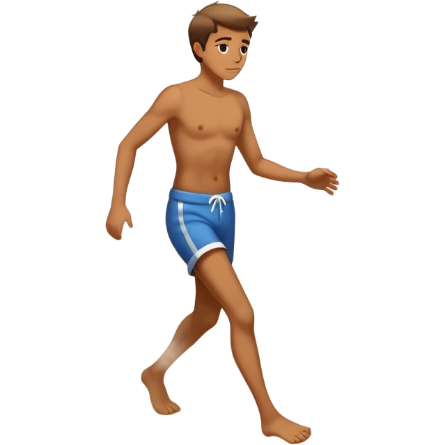 person tiptoeing quickly across extremely hot beach sand with steam rising from their footprints emoji