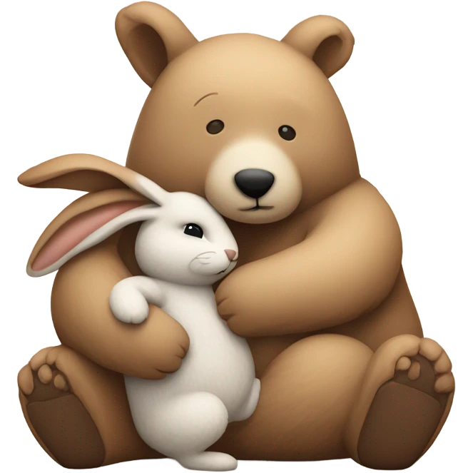 Bear and rabbit snuggle  emoji