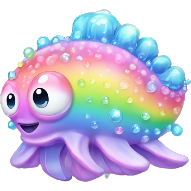 Kawaii pastel neon rainbow bedazzled sea creature emoji
