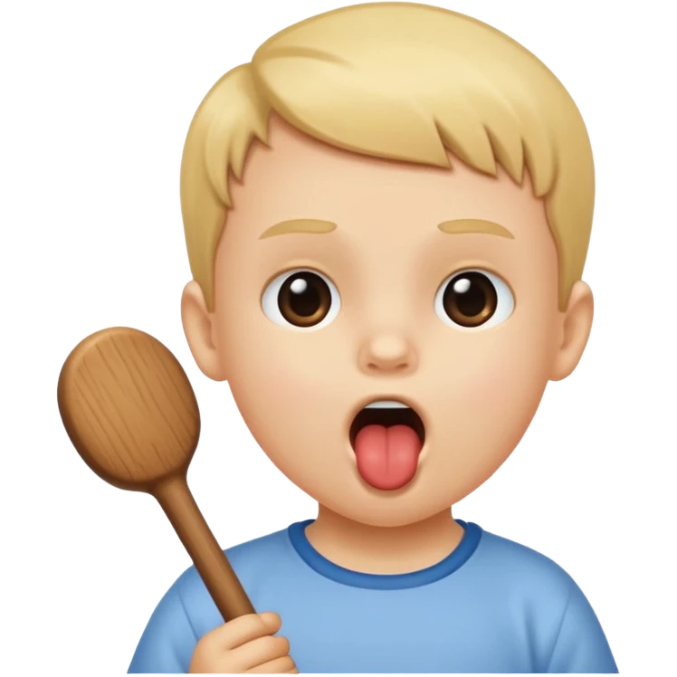 A stick with an open mouth without a tongue in a white child emoji