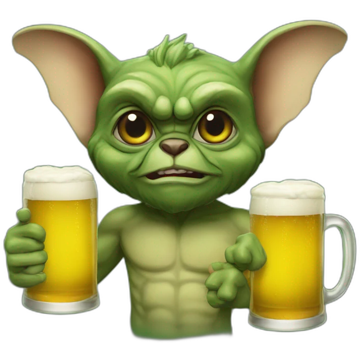 Irish Gremlin drinking beer emoji