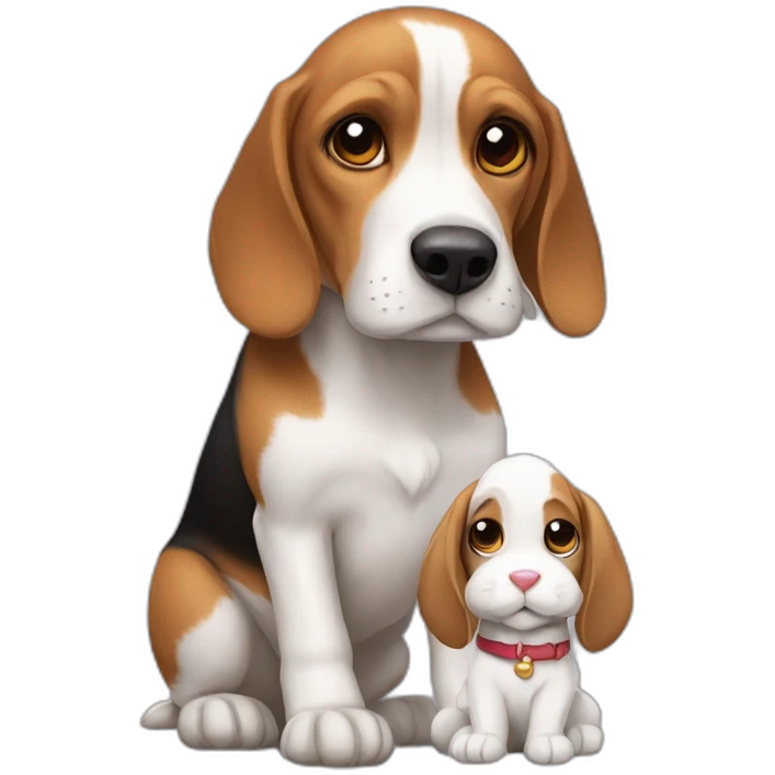 Adult beagle and a White rabbit emoji