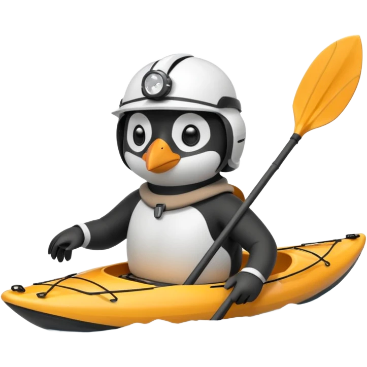 penguen kayakçı kasklı emoji
