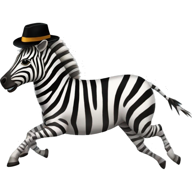 zebra wearing a hat running emoji