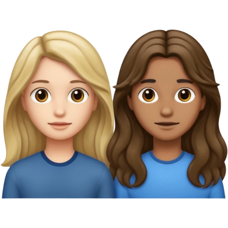 Longer wavy hair for one and straight for the other emoji