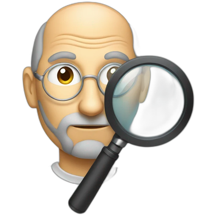 Steve jobs with magnifying glass emoji