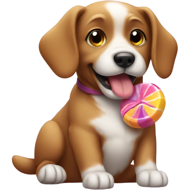 a cute dog eating candy emoji
