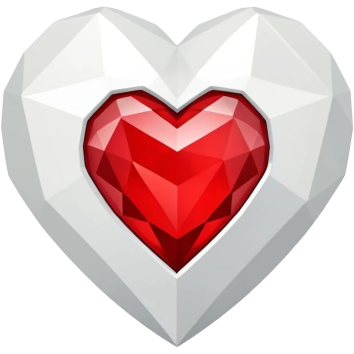 white and red geometric jewel heart emoji