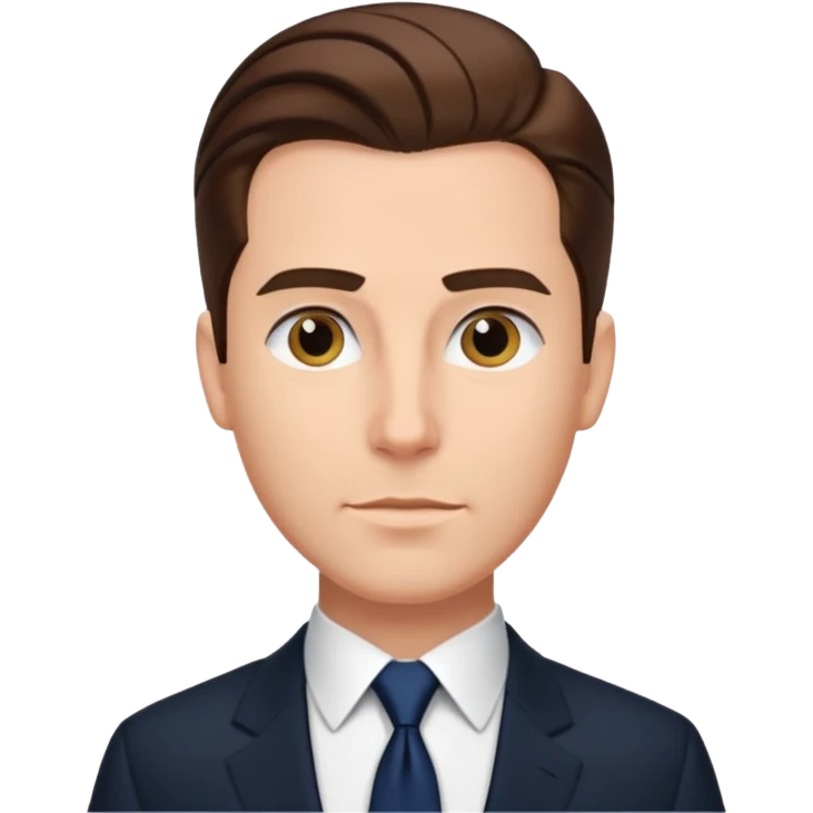 Caucasian gentleman with slicked back brown hair, black suit, navy tie emoji