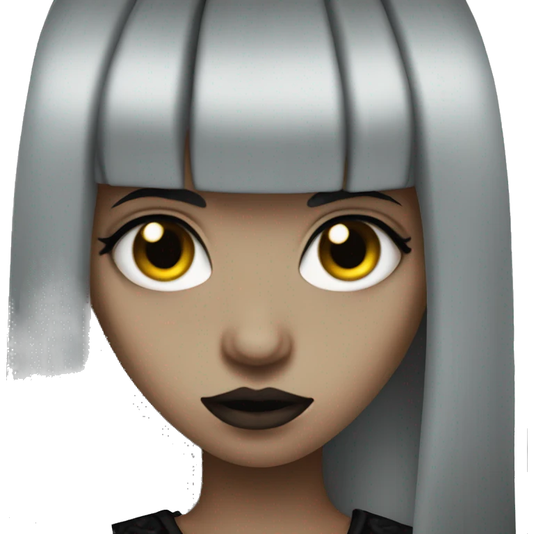 goth girl with bangs, black eye emoji