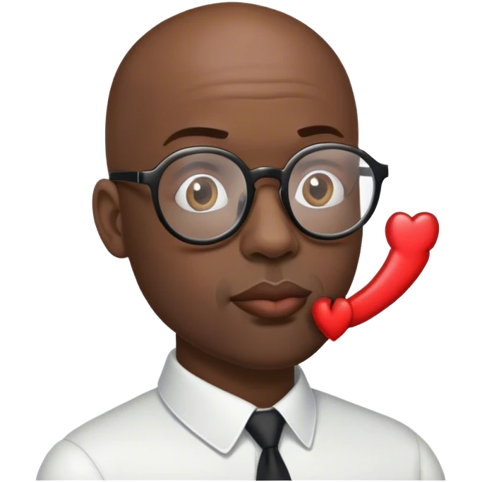 Black bald man with glasses kissing  emoji