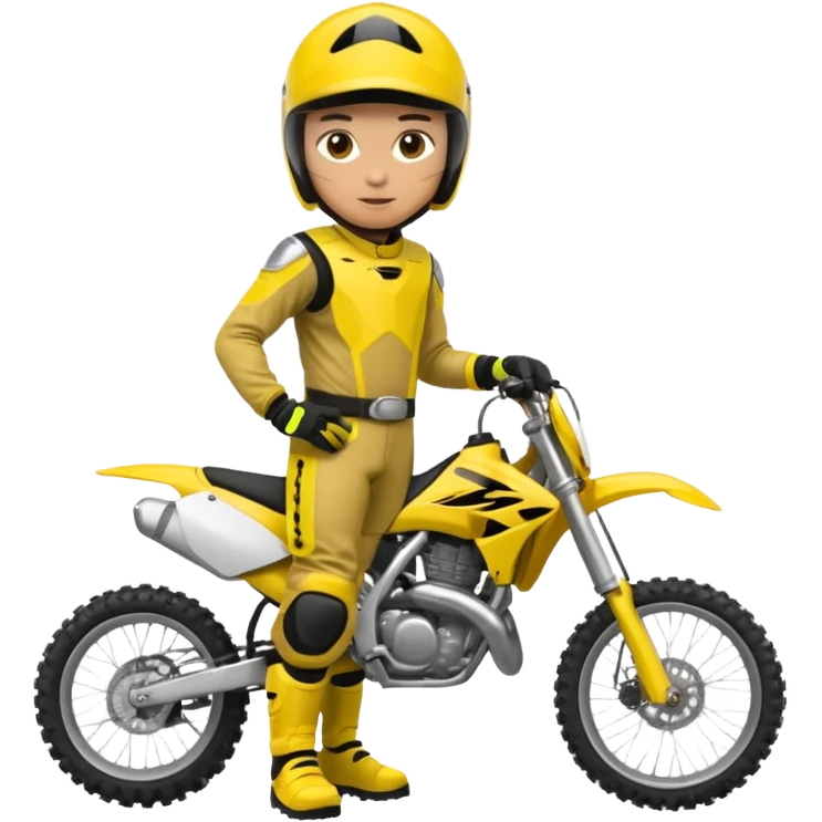 dirtbike rider in yellow gear signing autographs emoji