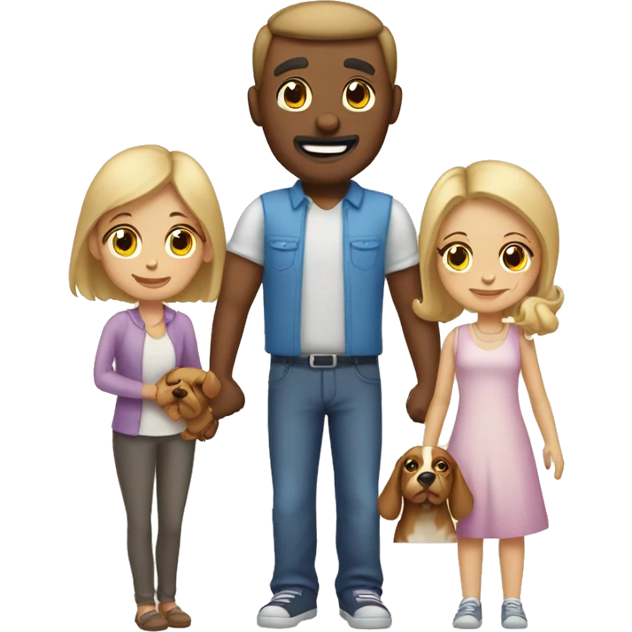 White family mother father two daughter and two dogs emoji