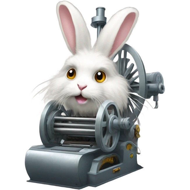 Angora rabbit in a tyrannical machine emoji