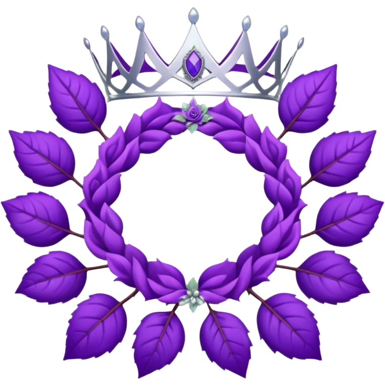 Purple rose with silver tiara and a purple emblem leaf wreath emoji
