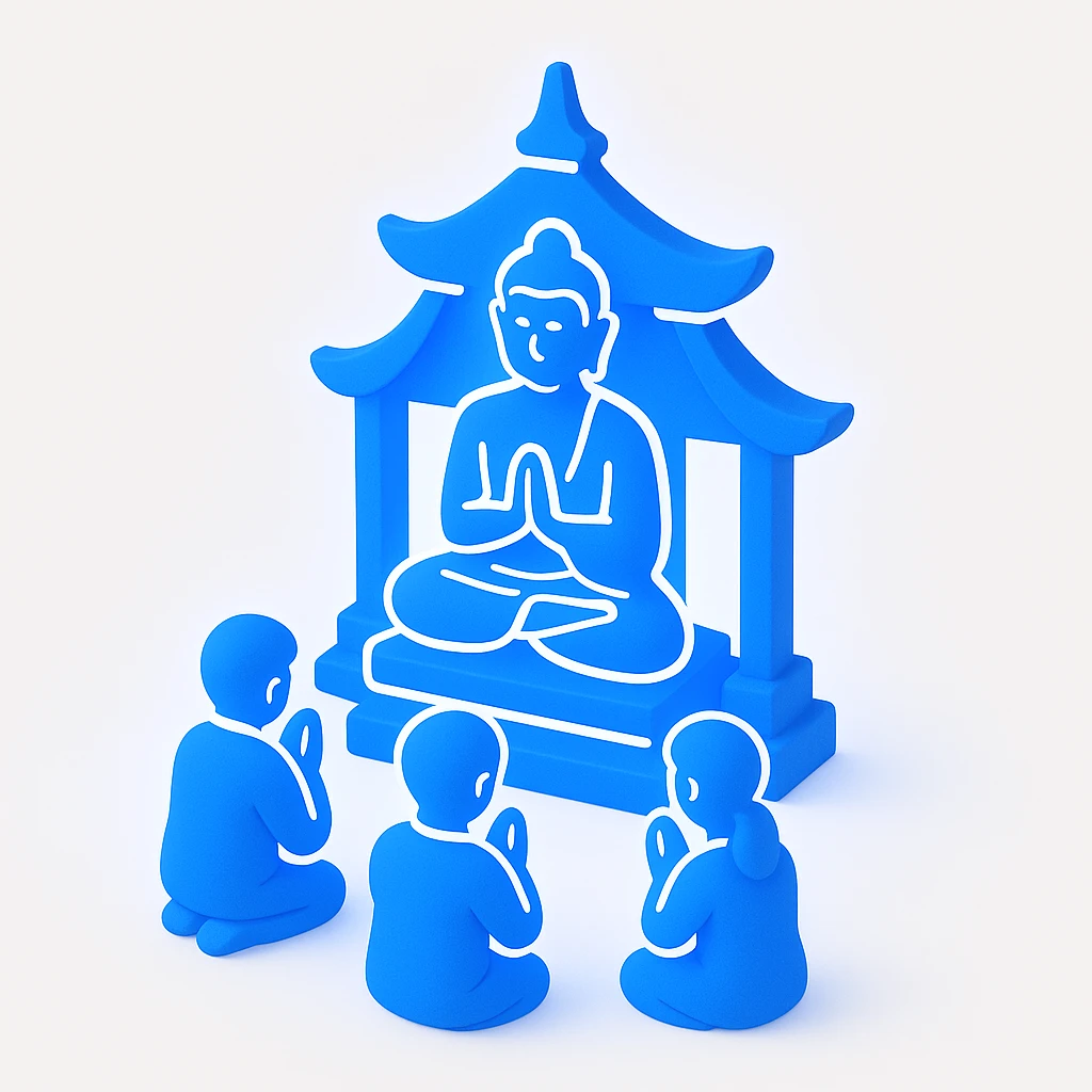 people praying in a Buddhist temple emoji