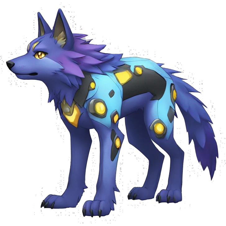  Shiny Edgy Colorful Digimon-Fakemon-Wolf with edgy markings full body emoji