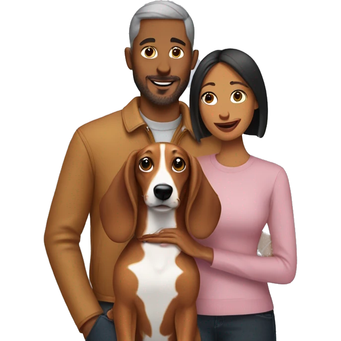 Couple with two dachshunds emoji