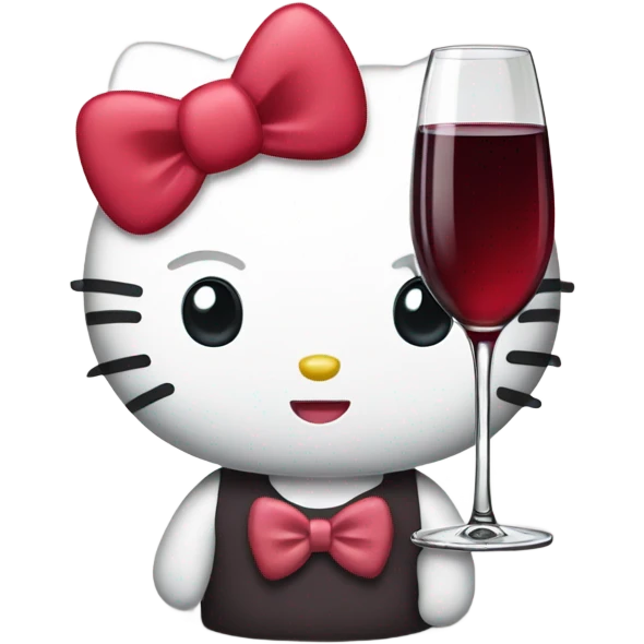 Hello Kitty drinking red wine emoji