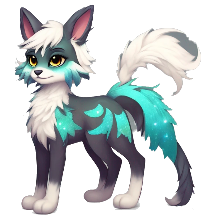 Cool cute Kawaii edgy fantasy animal sparkle fursona Fionbri by griffsnuff & LiLaiRa & Falvie full body emoji