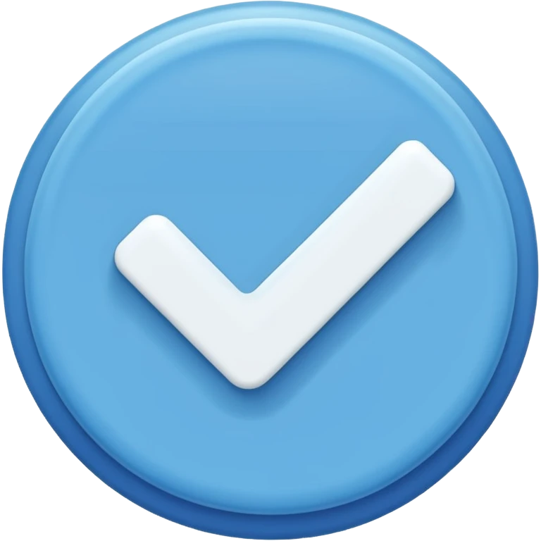 A blue circle inside it a white tick  emoji