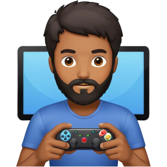 brown guy with black beard playing video games emoji
